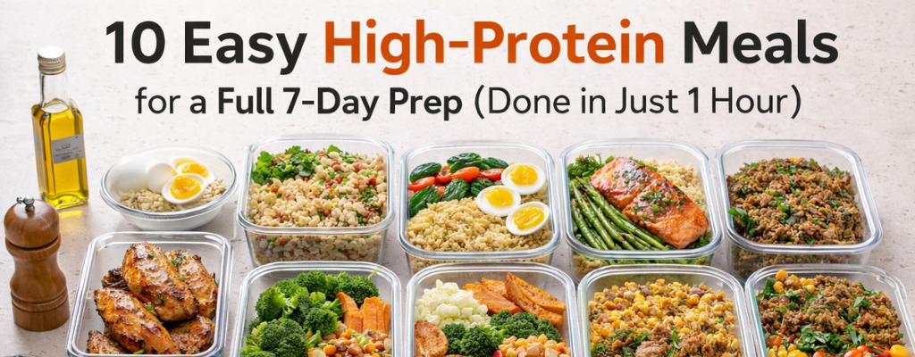 10 Easy High-Protein Meals for a Full 7-Day Prep (Done in Just 1 Hour)